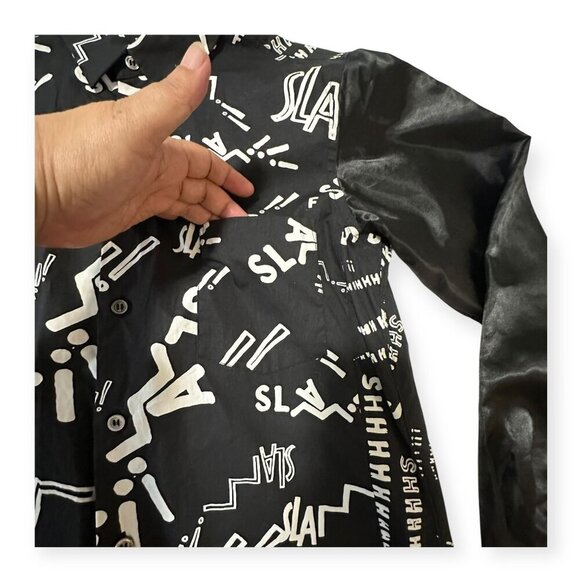 Black Comme des Garçons Shirt AW2021 Graphic Print “SLAM / SHHHH” Size S Japan - Picture 11 of 16